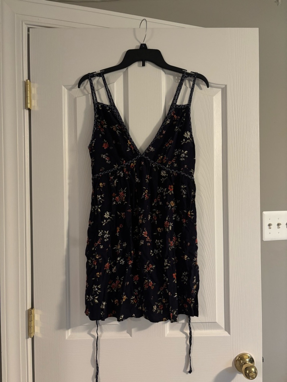 Band of Gypsies Black Floral Tie-Strap Mini Dress